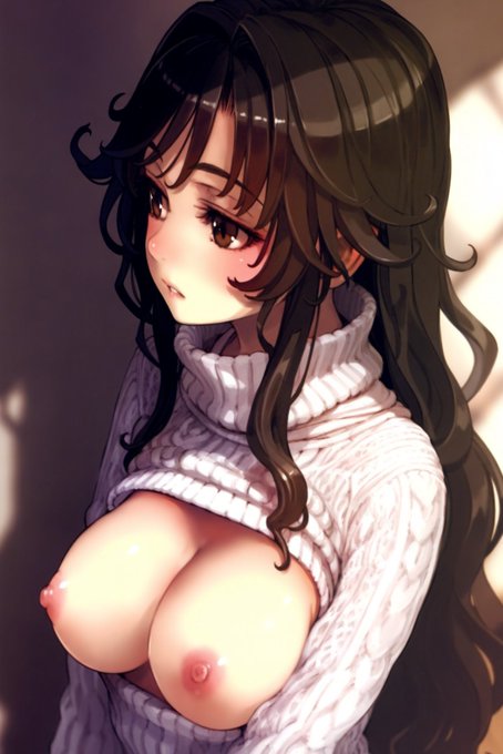 胸開きセーター 