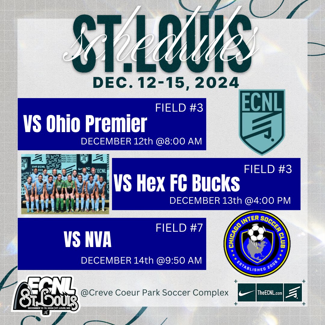Chicago Inter 09 ECNL (@chiinter09ecnl) on Twitter photo St. Louis is right around the corner! Hope you can cone and watch us play!
<a href="/ECNLgirls/">ECNL Girls</a> <a href="/chiINTER/">Chicago Inter SC</a> <a href="/Neno_Footy11/">Neno Dautovic</a> St. Louis is right around the corner! Hope you can cone and watch us play!
<a href="/ECNLgirls/">ECNL Girls</a> <a href="/chiINTER/">Chicago Inter SC</a> <a href="/Neno_Footy11/">Neno Dautovic</a>