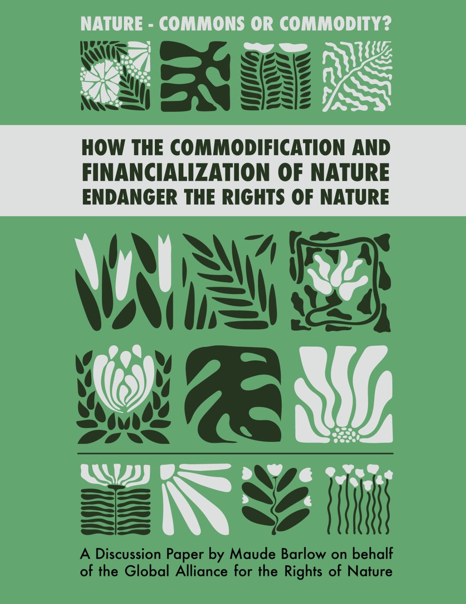 📃🌱 White Paper: Nature - Commons or Commodity?

GARN Advisory Board Member <a href="/MaudeBarlow/">Maude Barlow</a> dives into the urgent need to rethink our relationship with Nature, to value her for her intrinsic worth, not as a commodity 🌱

 garn.org/financializati…
#RightsofNature