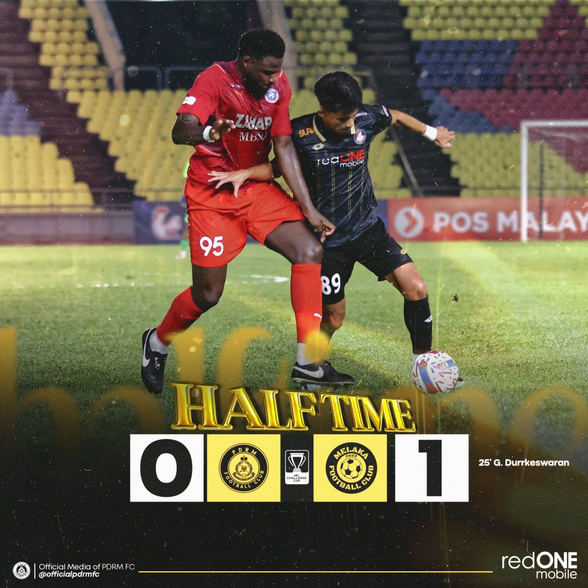 pdrmfcmy's tweet image. HT’ | A goal down in the first half. Rise 🆙 

👮🏻‍♂️ 0 - 1 🌳 | #pdrmmel | #MFLChallengeCup2024-25