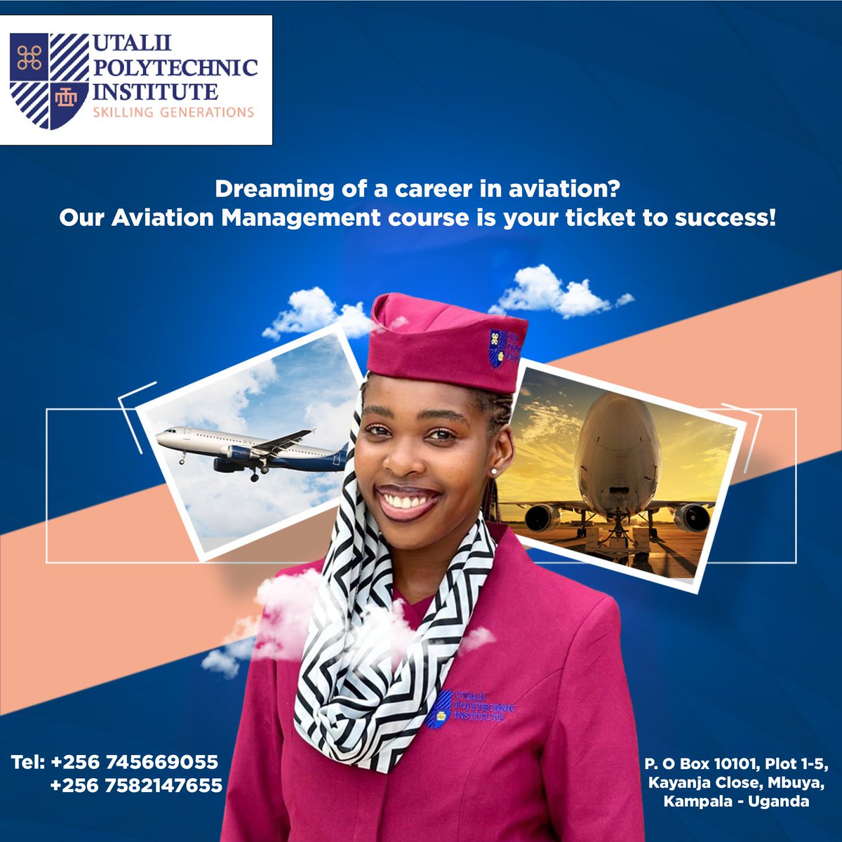 Utalii_Ug's tweet photo. Soaring high with dreams of a career in aviation! The journey begins at Utalii Polytechnic Institute, where passion meets skills. Excited for the adventures ahead! Let's fly together! #AviationDreams #UtaliiPolytechnic #FuturePilot #SkyIsTheLimit #AviationJourney https://t.co/RX6i73nvKQ