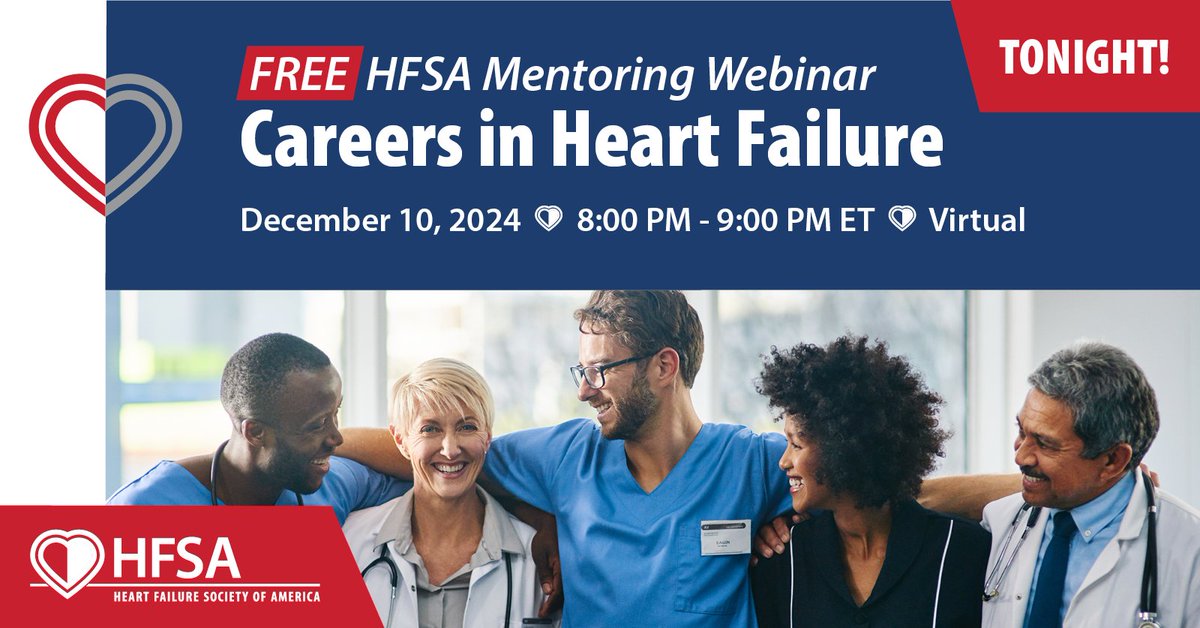 HFSA (@hfsa) on Twitter photo This is your sign to attend the FREE HFSA Mentoring Webinar: Careers in Heart Failure ✨ Join us TONIGHT at 8 PM ET for a live Q&A with heart failure experts!
Register now: hfsa.org/event/hfsa-men…
<a href="/KBreathettMD/">Khadijah Breathett, MD, MS, FACC, FAHA, FHFSA</a> <a href="/SarahChuzi/">Sarah Chuzi, MD, MSc</a> <a href="/FudimMarat/">Marat Fudim, MD MHS</a> <a href="/RanLeeMD/">Ran Lee, MD, FACC</a> <a href="/MartyTamMD/">Marty Tam</a> This is your sign to attend the FREE HFSA Mentoring Webinar: Careers in Heart Failure ✨ Join us TONIGHT at 8 PM ET for a live Q&A with heart failure experts!
Register now: hfsa.org/event/hfsa-men…
<a href="/KBreathettMD/">Khadijah Breathett, MD, MS, FACC, FAHA, FHFSA</a> <a href="/SarahChuzi/">Sarah Chuzi, MD, MSc</a> <a href="/FudimMarat/">Marat Fudim, MD MHS</a> <a href="/RanLeeMD/">Ran Lee, MD, FACC</a> <a href="/MartyTamMD/">Marty Tam</a>