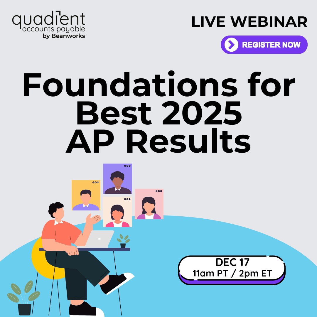 As the year wraps up, now’s the time to take stock of your AP wins and prepare for the year ahead.

Register for our webinar today and start 2025 on the right foot! ap.quadient.com/foundations-fo…

#FinancePlanning #AccountsPayableGoals #QuadientAP #FreeWebinar #LiveWebinar #APAutomation