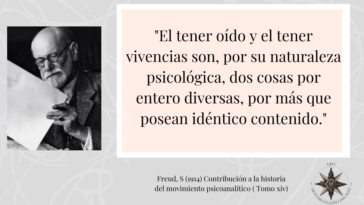 grupopsioeste's tweet photo. Seguimos trabajando. Nos encontramos con las palabras de Freud, pensando en pensé en el valor que cobran las interpretaciones  que se realizan desde la transferencia. Tocan más lo vivenciado que solo lo escuchado
Agradecemos a Yanina Tucci por el aporte
-
#psicoanalisis https://t.co/LqfG6bHO4e