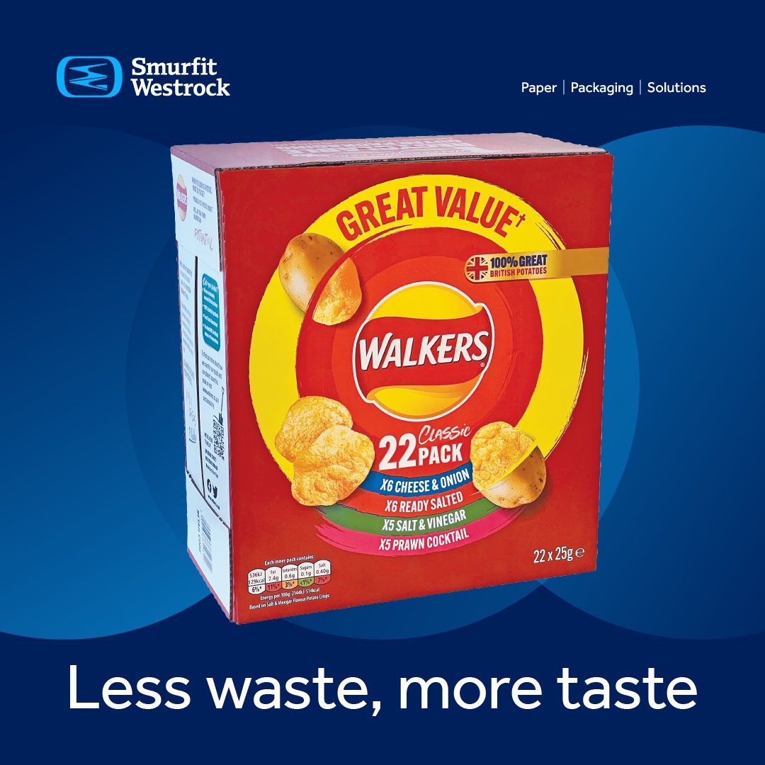As a leading snack brand in the U.K., <a href="/walkers_crisps/">Walkers Crisps</a> produces millions of multipacks each year. Smurfit Westrock partnered with the <a href="/PepsiMAX/">Pepsi MAX</a> subsidiary to replace the outer plastic packaging on their larger multipacks with a sustainable cardboard alternative — a switch that