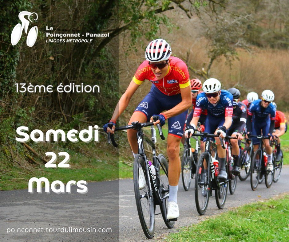 📌 À noter dans vos agendas 📍

La 13ème édition de la classique Le Poinçonnet - Panazol Limoges Métropole aura lieu le samedi 22 mars 2025 ! 👍😊

Un grand merci à la Ville du Poinçonnet, la Ville de Panazol et à <a href="/LimMetropole/">Limoges Métropole</a>  👏👍

#LPPLM2025 #cyclisme