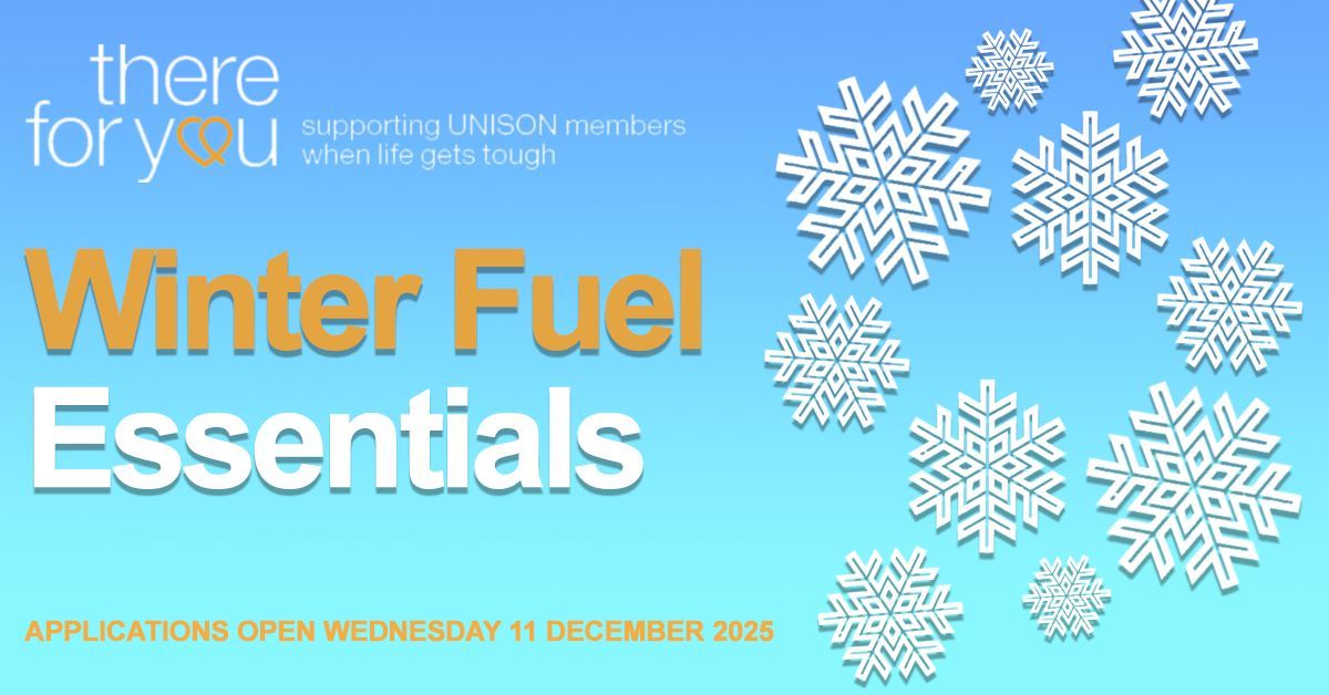 📣 Are you a UNISON member on a low income?
💰 You may be eligible for a Winter Essentials Grant totalling £200 in vouchers.
📝 Applications are open from 12 noon on Wednesday 11 December.

For eligibility criteria and the online application visit 👉👉   buff.ly/3UHTMqS