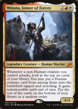 ThursNightMagic's tweet photo. Today's #TNMSpotlight is a very powerful Boros deck headed by Winotta, Joiner of Forces! Play cheap creatures early and slam Winota to spin into more expensive creatures to cheat into play! Find the full deck for sale below!

https://t.co/P6Y4Oh24um https://t.co/TMnEyeitx8