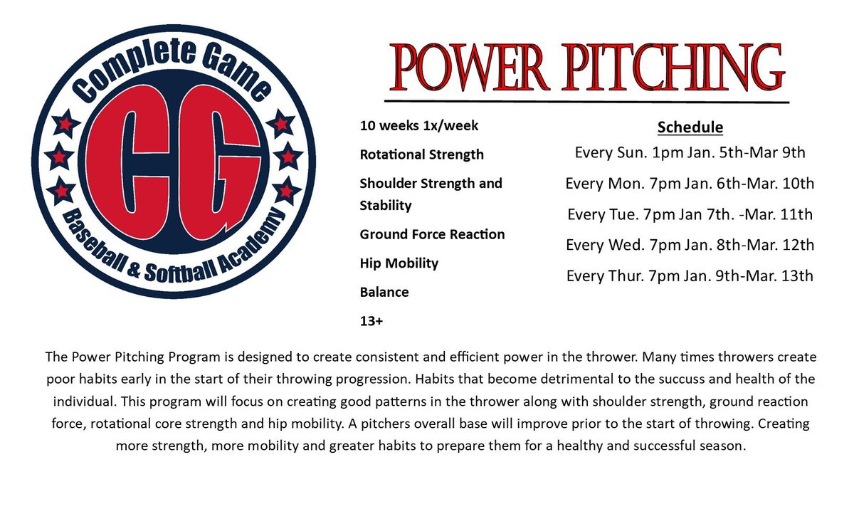 Power Pitching starting in January!
