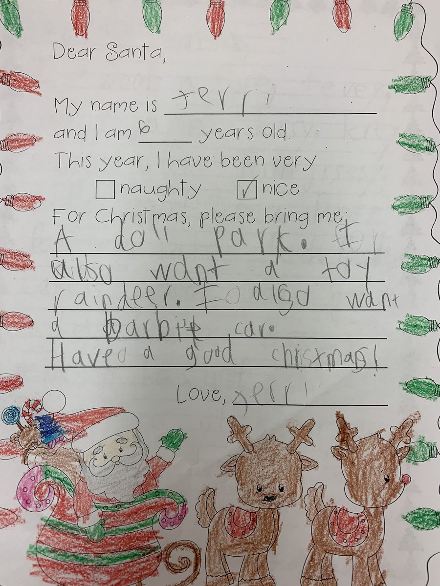 Starcevic1stKES's tweet photo. On the 10th day until Christmas break we had Santa day!  We practiced our sight words with Don’t Feed Santa and wrote our letters 🎅🏼 @KPSD2KES @KPSD2KPS https://t.co/tyum2VFuNS