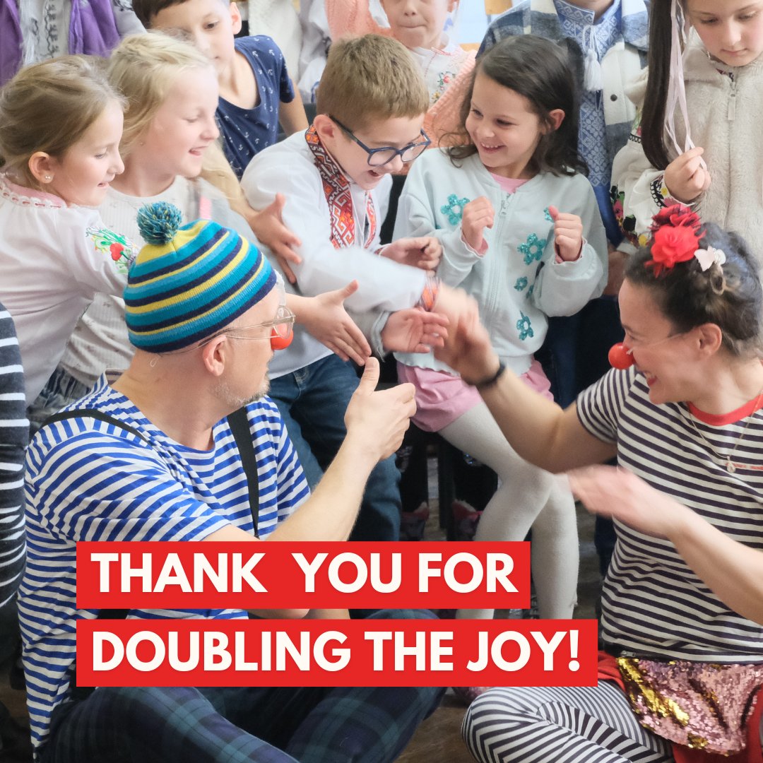 We’re overjoyed to share that, thanks to you, we’ve reached (and surpassed!) our Big Give Christmas Challenge goal! Together, we’ve raised £5,202 to bring laughter, joy, and healing to children in Ukraine impacted by the devastating effects of the ongoing war. 💛

#Thankyou