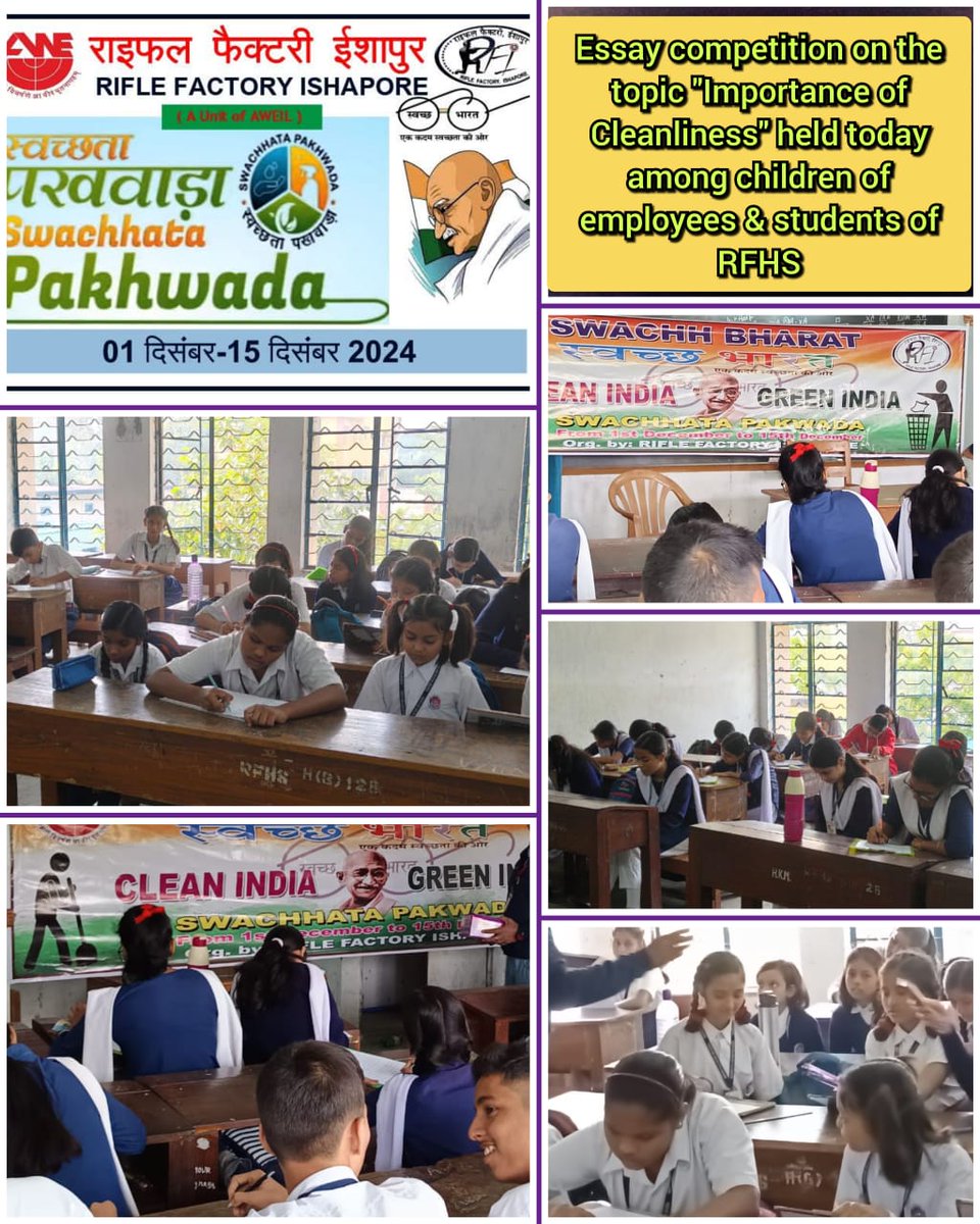 PRORFI's tweet photo. In the ongoing #SwachhataPakhwada2024, an essay competition on "Importance of Cleanliness" was organized, wherein children of employees of #RFI & students of #RFHS actively participated to keep the ethos of #SwachhaBharatAbhiyan going.
@connectaweil @DefProdnIndia https://t.co/V4LkDj9dYf