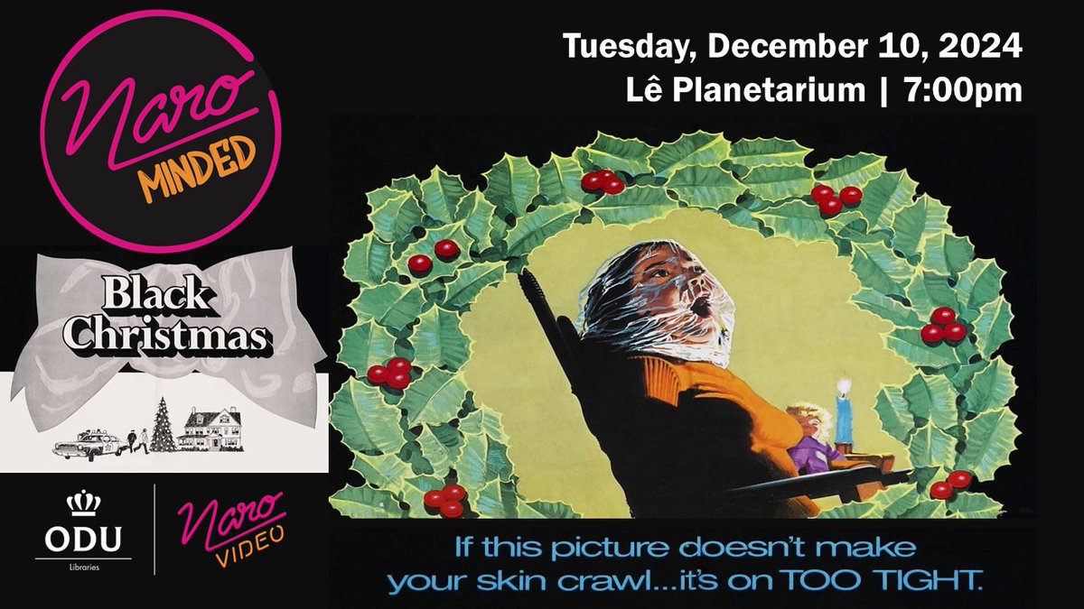 ODULibraries's tweet photo. Join us TONIGHT for a free screening of holiday horror classic, BLACK CHRISTMAS at ODU's Lê Planetarium. 
Doors will open at 6:30 pm, and the show starts at 7! https://t.co/cHWY04Ncux