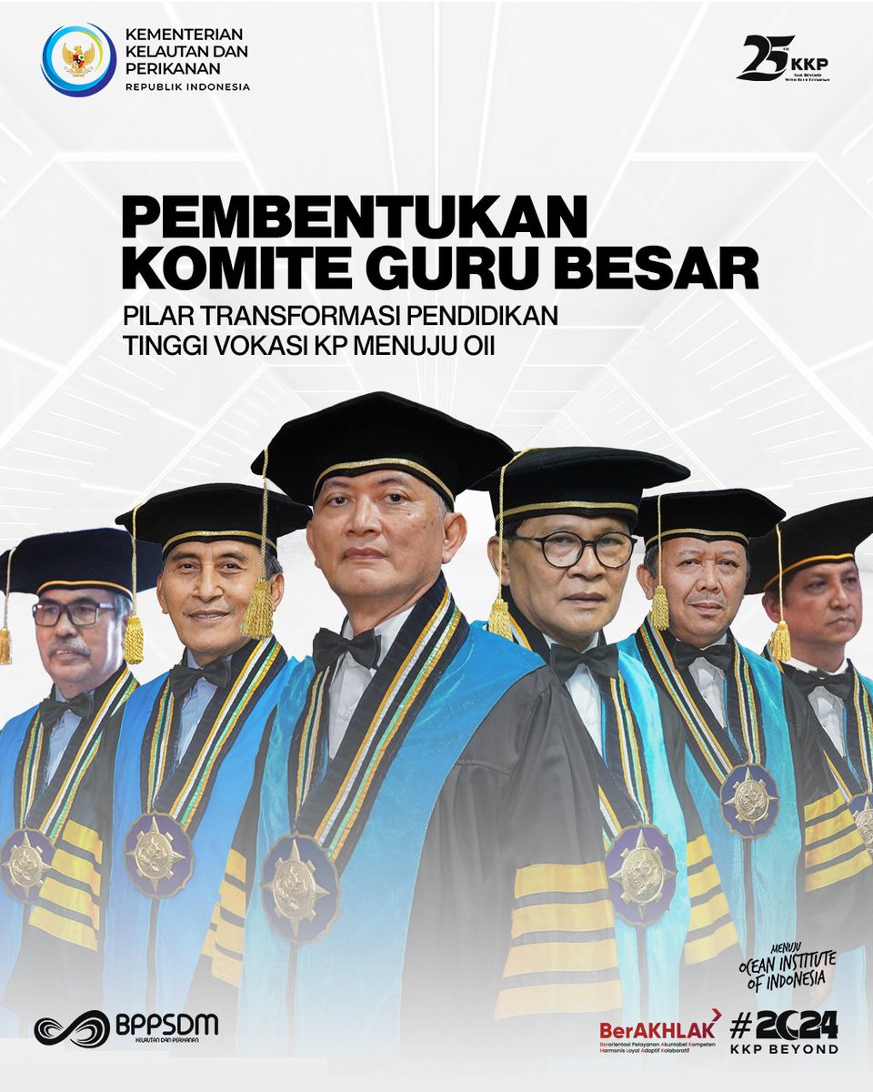 bppsdm_kp's tweet photo. #SobatBahari, @kkpgoid melalui @bppsdm_kp resmi bentuk Komite Guru Besar sbg langkah strategis mempercepat transformasi pendidikan tinggi vokasi. Dgn visi menjadikan #OceanInstituteofIndonesia sbg center of excellence, komite tsb adalah pilar penting pningkatan mutu pendidikan. https://t.co/OSzsIqUU0W