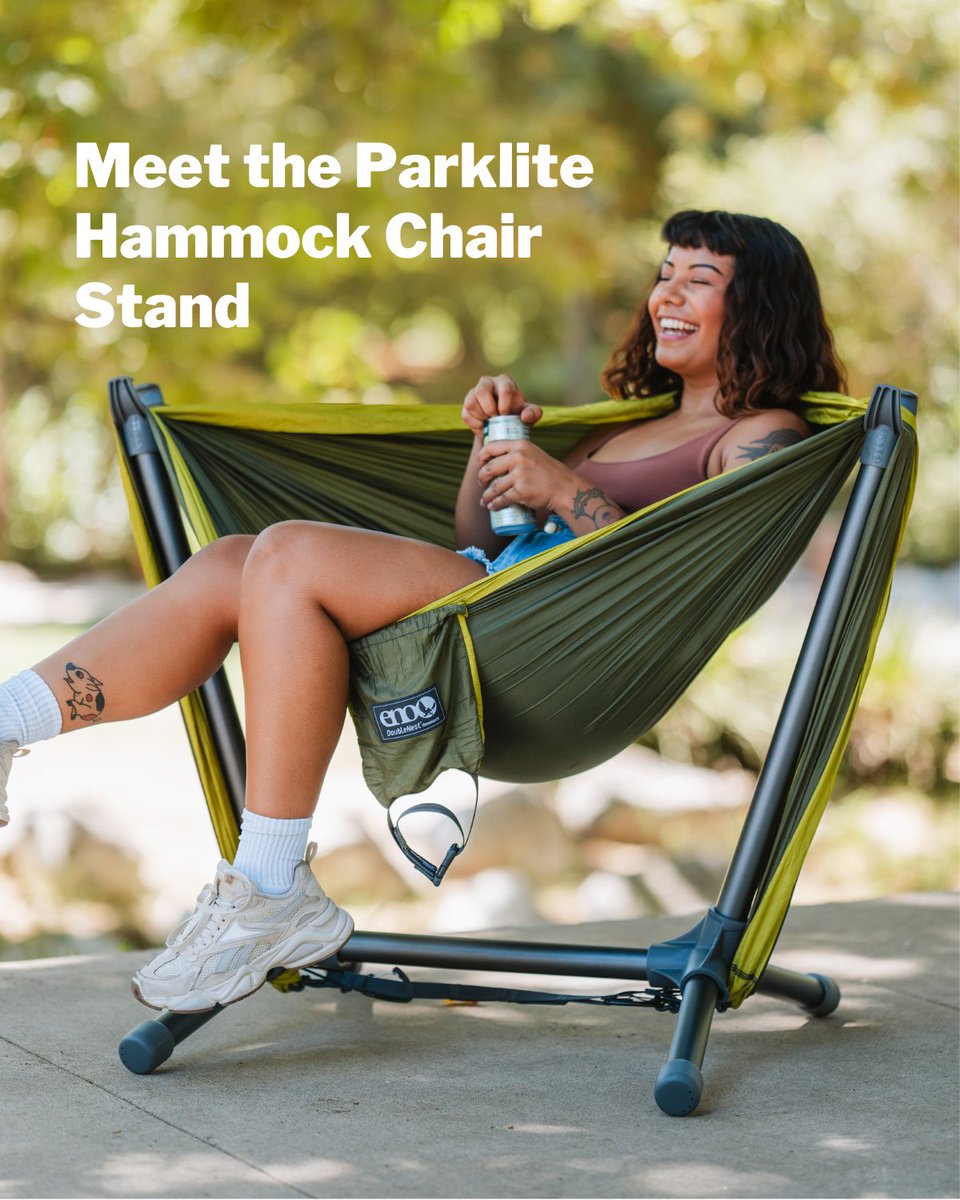 ENOHammocks's tweet photo. New! Meet the Parklite Hammock Chair Stand. 

This lightweight aluminum stand turns your hammock into a comfortable chair to use anywhere. Weighing under 8 lbs, this is the lightest freestanding hammock stand on the market. 

Learn more: https://t.co/7e65IO0rng https://t.co/t8WLEzGBGF