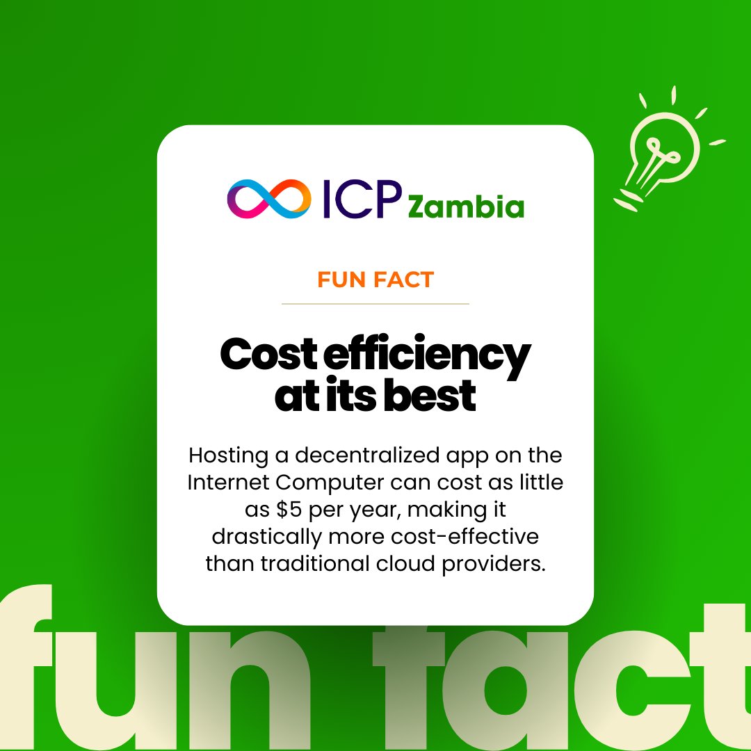 Run your app on ICP for just $5/year! Blockchain tech has never been this affordable.

#Bitcoin #ICP #Blockchain #ICPZambia