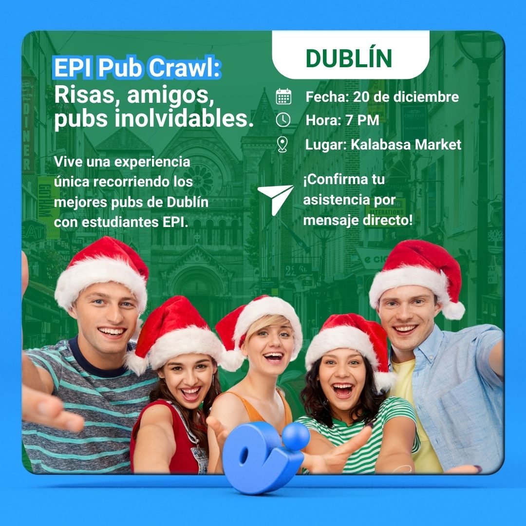 epicontigo's tweet photo. ¡No te pierdas el EPI Pub Crawl en Dublín! 

Una noche de risas, amigos y pubs inolvidables.

Comenta "¡Yo voy!" y comparte con tus amigos para apartar tu cupo.

¡Cupos limitados, no esperes más! 

Vive la experiencia navideña que todos están esperando. https://t.co/McscSC4HzY