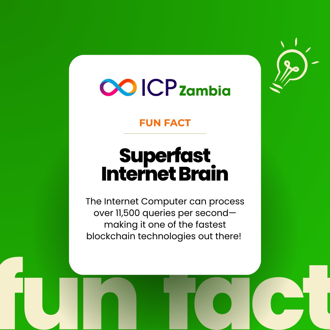 ICP processes over 11,500 queries per second—one of the fastest in the game!

#Bitcoin #ICP #Blockchain #ICPZambia