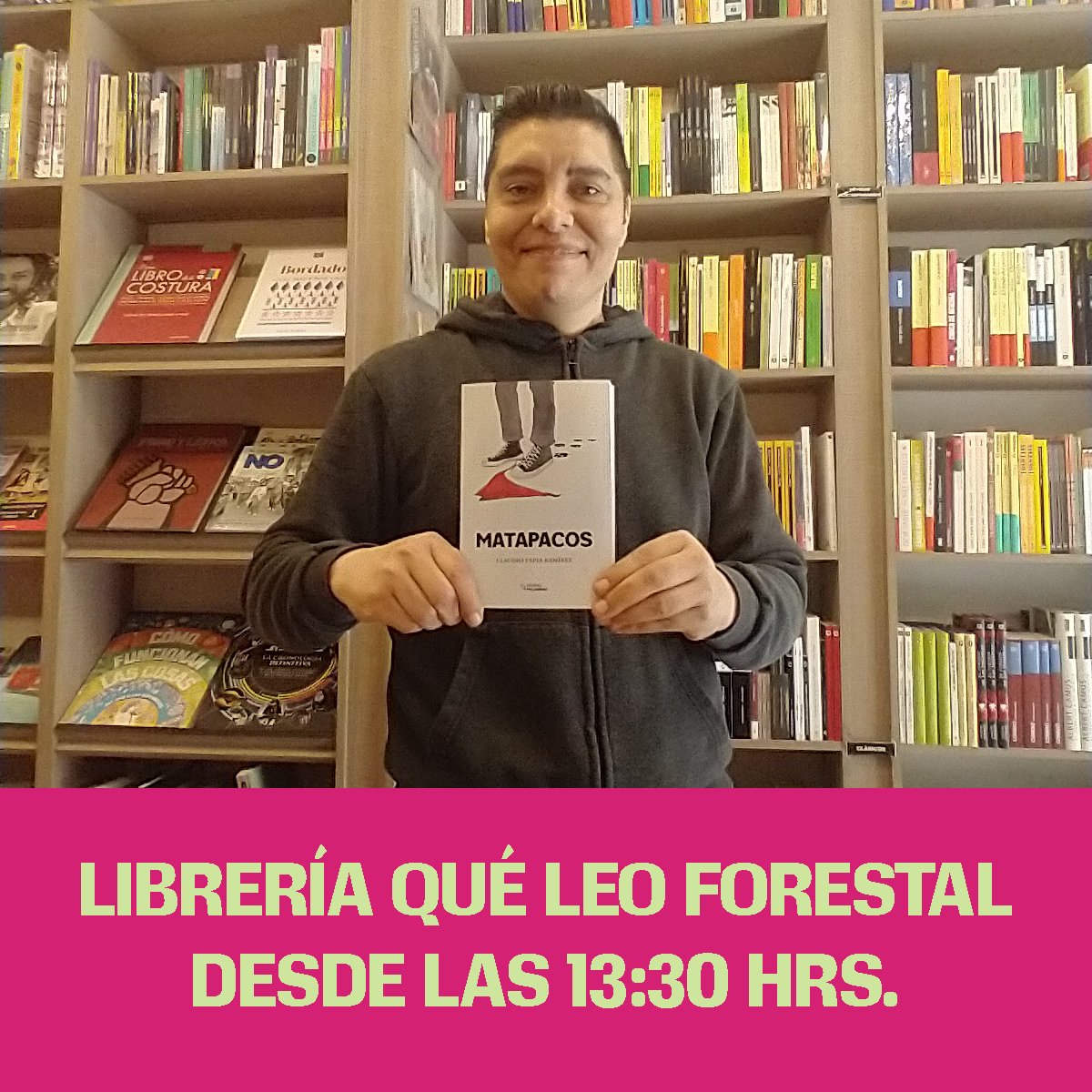 Si le interesa leer o regalar Matapacos, pero además quiere una copia personalizada, mañana miércoles pasaré a <a href="/QueLeoForestal/">Qué Leo Forestal</a> (Merced 76) a las 13:30 hrs. y podrá llevarse su ejemplar con una linda dedicatoria si así lo desea. Les espero.