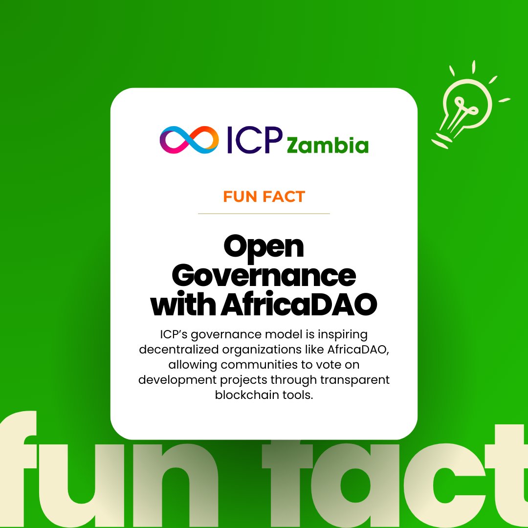 ICP governance inspires projects like AfricaDAO—giving communities the power to decide on development projects.

#Bitcoin #ICP #Blockchain #ICPZambia