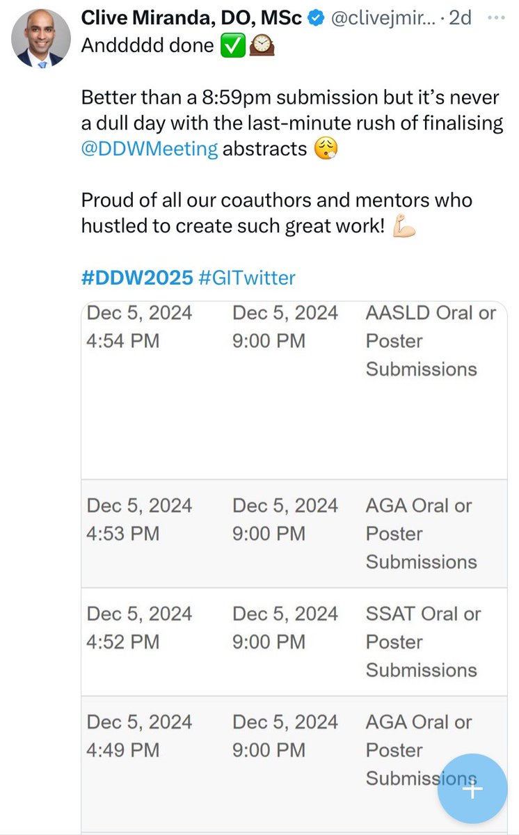 Congratulations to everyone who submitted an abstract to #DDW2025! We are excited to announce that we received the highest number ever submitted to DDW. 🥳 Because of you, we have the best science &amp; can't wait to see what's in store this year.