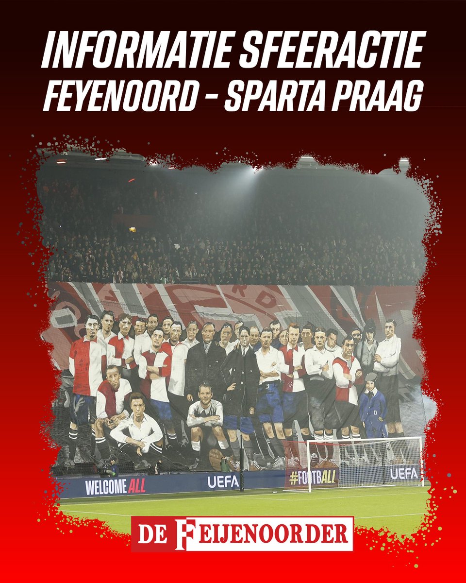 𝐒𝐟𝐞𝐞𝐫𝐚𝐜𝐭𝐢𝐞 𝐅𝐞𝐲𝐞𝐧𝐨𝐨𝐫𝐝 𝐞𝐧 𝐃𝐞 𝐅𝐞𝐢𝐣𝐞𝐧𝐨𝐨𝐫𝐝𝐞𝐫
Woensdagavond tijdens de wedstrijd tegen Sparta Praag is er weer een toffe sfeeractie.
Hierbij hebben we de hulp van jullie allemaal hard nodig. Laat de vellen op de plek waar ze liggen in verband met de
