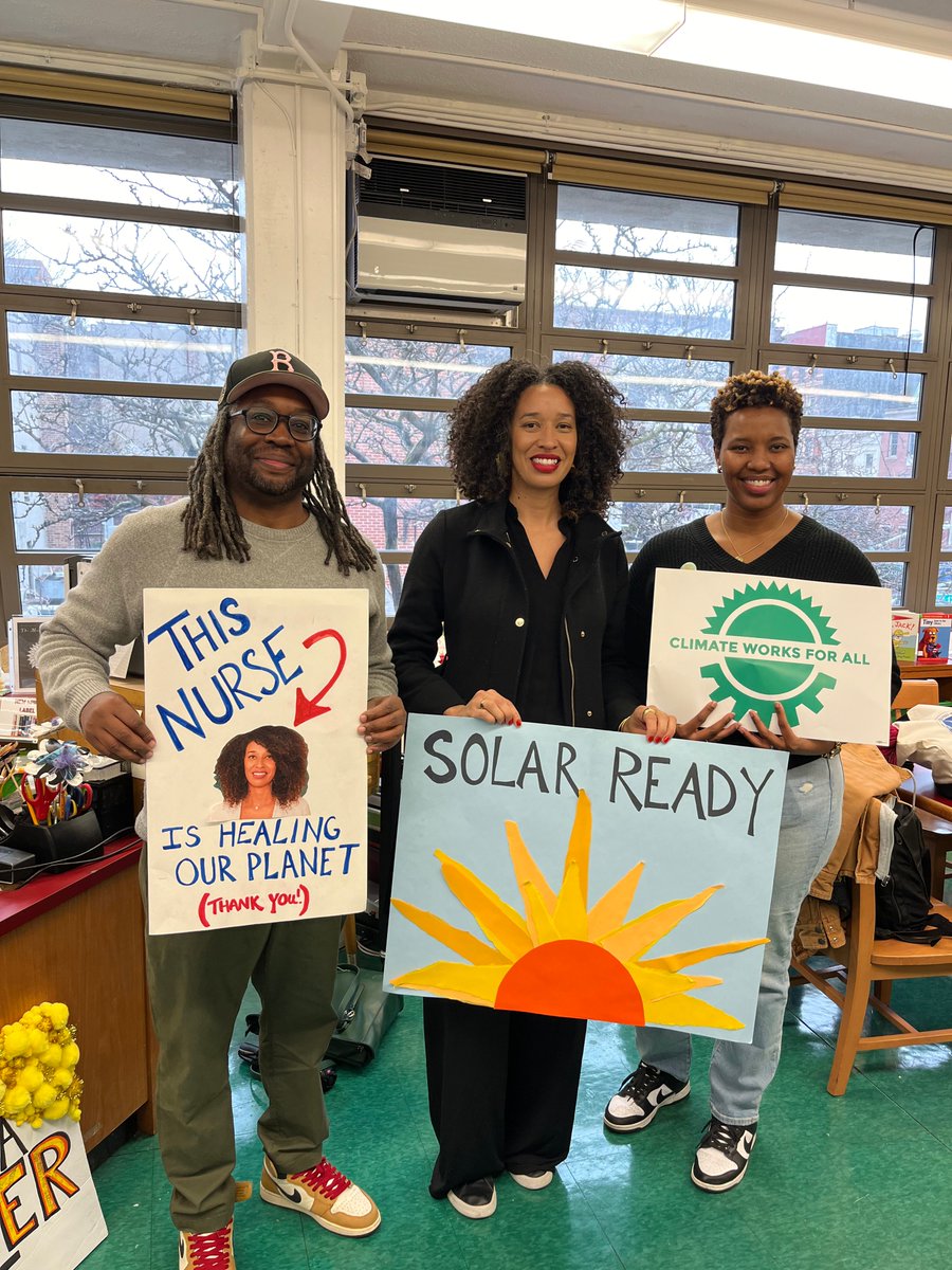 Today my bill Local 99 requiring NYC to produce 150 MW of solar energy by 2035 goes into effect! I celebrated this morning with students from solar-ready PS19, <a href="/ClimateJobsNY/">Climate Jobs NY</a>, &amp; <a href="/NYClimateWorks/">Climate Works for All</a>! Green union jobs are critical to our climate goals and the needs of working families.