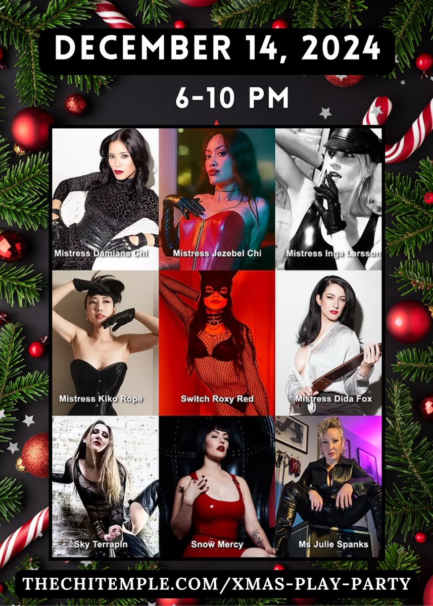 Los Angeles 12/12 - 12/17 ✈️⛓️👠

Limited Space Available for Sessions, Doubles, Shopping Sprees &amp; Meet$ to establish your future. 
Email: msjulie@juliespanks.com

And if you've been VERY good, The Chi Temple Xmas Social Play Party.