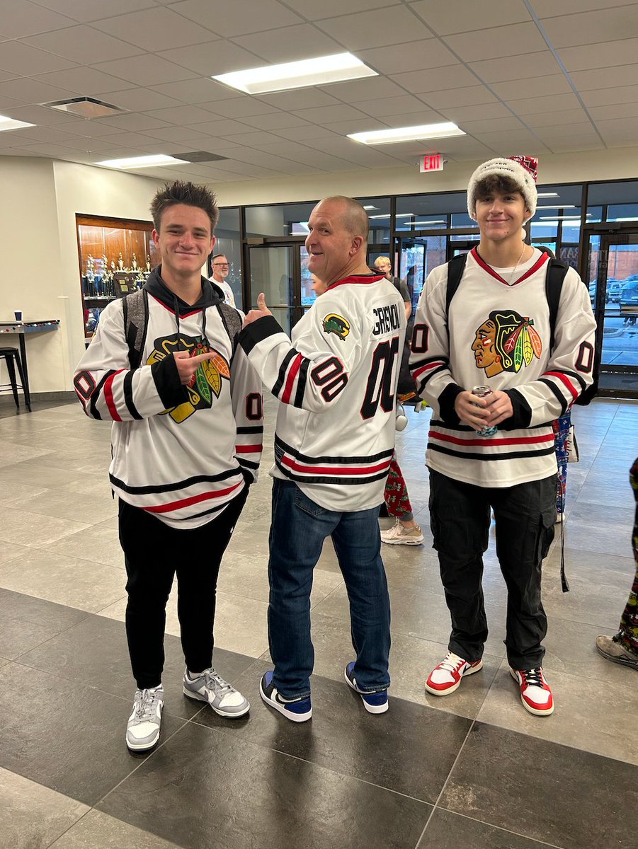 DougKuhlmann's tweet photo. Check out these Clark W. Griswold jerseys sported by Adam, Chase, & I during today’s dress day for Student Council's “Christmas Week!” They perfectly captured the festive spirit with a nod to the classic Christmas Vacation movie.

A huge thank you to all our @LutheranCougars students, faculty & staff for their Christmas cheer and making this week so much fun. Love celebrating this season with our LHS family.

#LutheranHighSchool