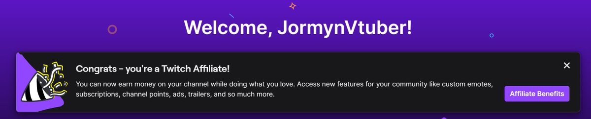 JormynB's tweet photo. You guys ACTUALLY did it! We hit Twitch Affiliate! I love you all! Look forward to our affiliate celebration stream! 

#Vtubers #ENVtuber #VtuberSupport #VTuberUprising #twitchstreamer #TwitchAffilate https://t.co/ZhlYWfNuOg