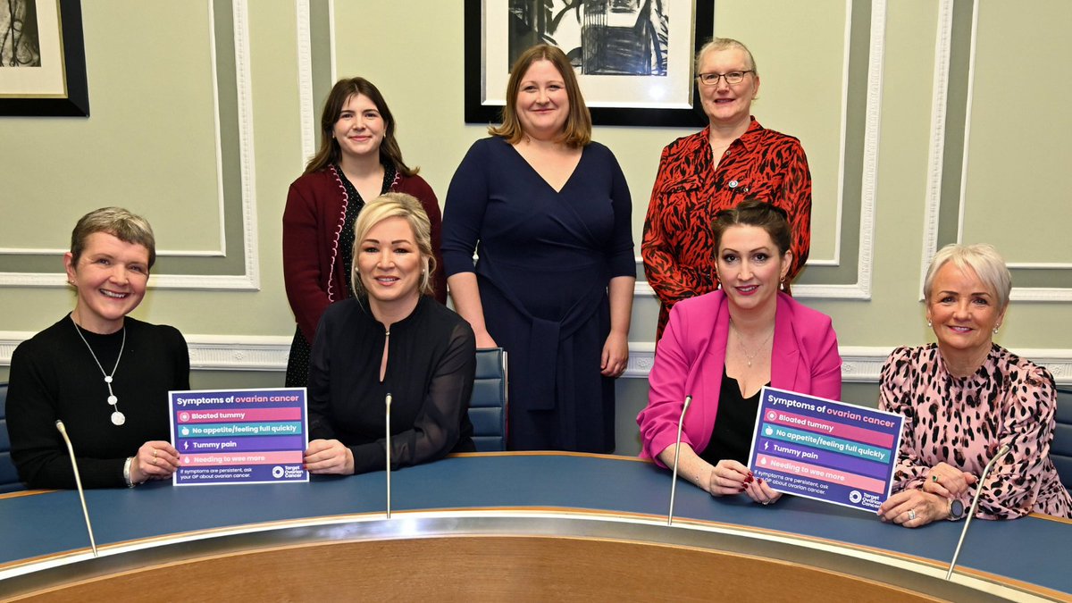 niexecutive's tweet photo. The First Minister and deputy First Minister met with a number of women with ovarian cancer diagnoses to discuss their experiences along with representatives from Target Ovarian Cancer. They also talked about the importance of raising awareness of ovarian cancer and its symptoms.

You can check the symptoms and other information here: https://t.co/seo0gevO8J