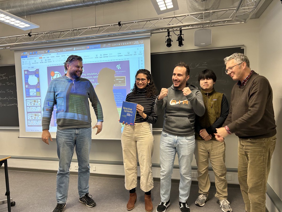 kglaau's tweet photo. Thanks to the brave participants in our UPPAAL PhD course. Congratulation to all for successful completion of the course and without honorable mentioning of Mafe, Fouzi and Wu who won the UPPAAL modeling competition. https://t.co/0EzxhyJ8Ty