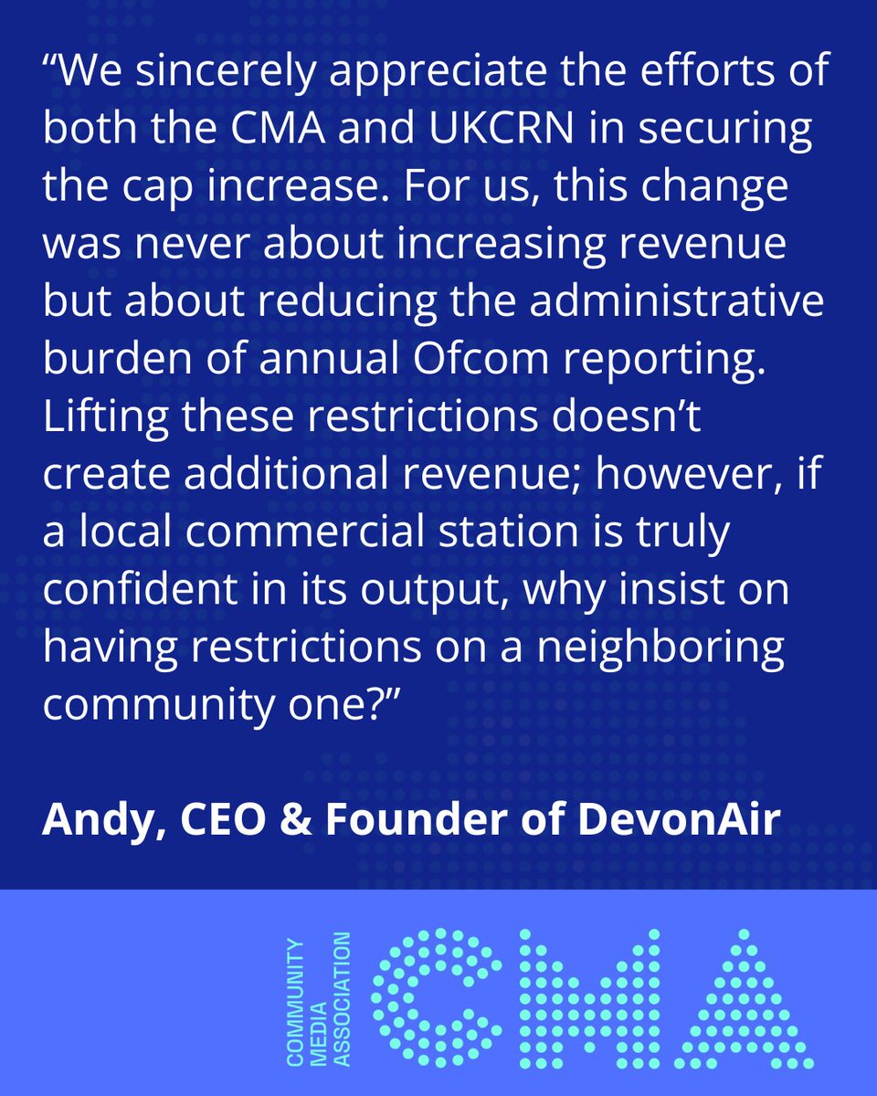 community_media's tweet photo. 📻 @DCMS has announced key measures to secure the future of 300+ stations

✅ Advertising &amp; sponsorship limits removed
✅ Licences extended to 10 years

#CommunityRadioUK https://t.co/RaJSzQicGM