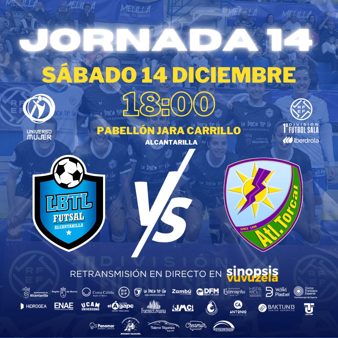 🔜 Próximo partido

⚽️ La Boca Te Lía Futsal Alcantarilla - Nueces de Ronda Atlético Torcal FS
🗓️ Sábado 14 de diciembre 18:00h
🏟️ Pabellón Jara Carrillo
🖥️ @sinopsisvuvuzela 

14ª Jornada #PrimeralbedrolaFS