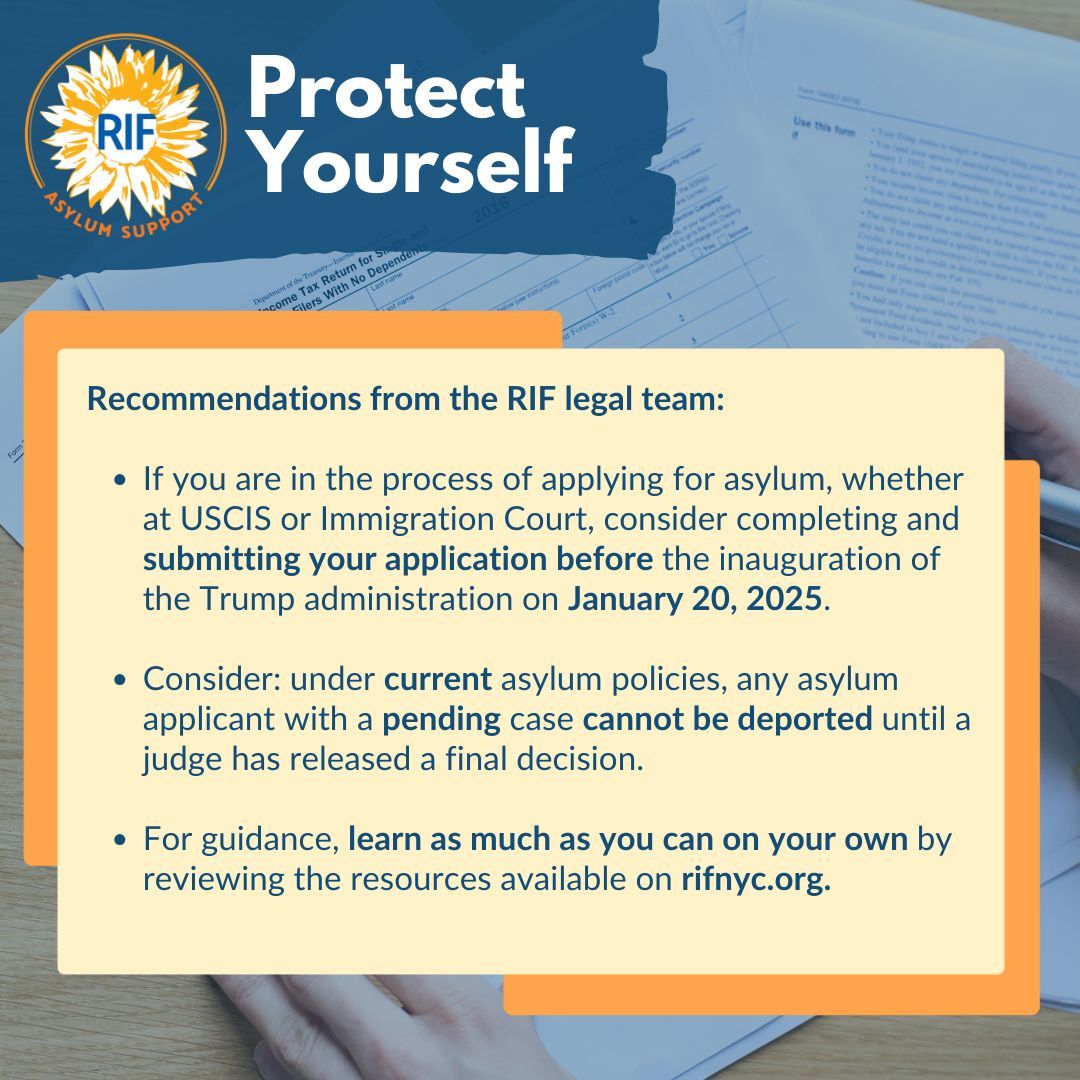 Taking action now could be critical to protecting your future. Visit rifnyc.org for resources and information!

#asylum #immigration #legalservices