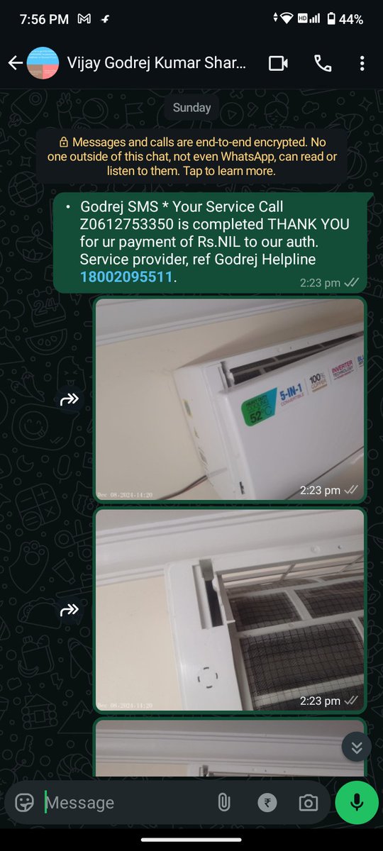 iam_aj74's tweet image. @GodrejAppliance enclosing ss of damages done by your service. Customer care says, talk to service centre, service centre head doesn't reply or update  #poorworkmanship #godrejac #godrejsplitac . Please help