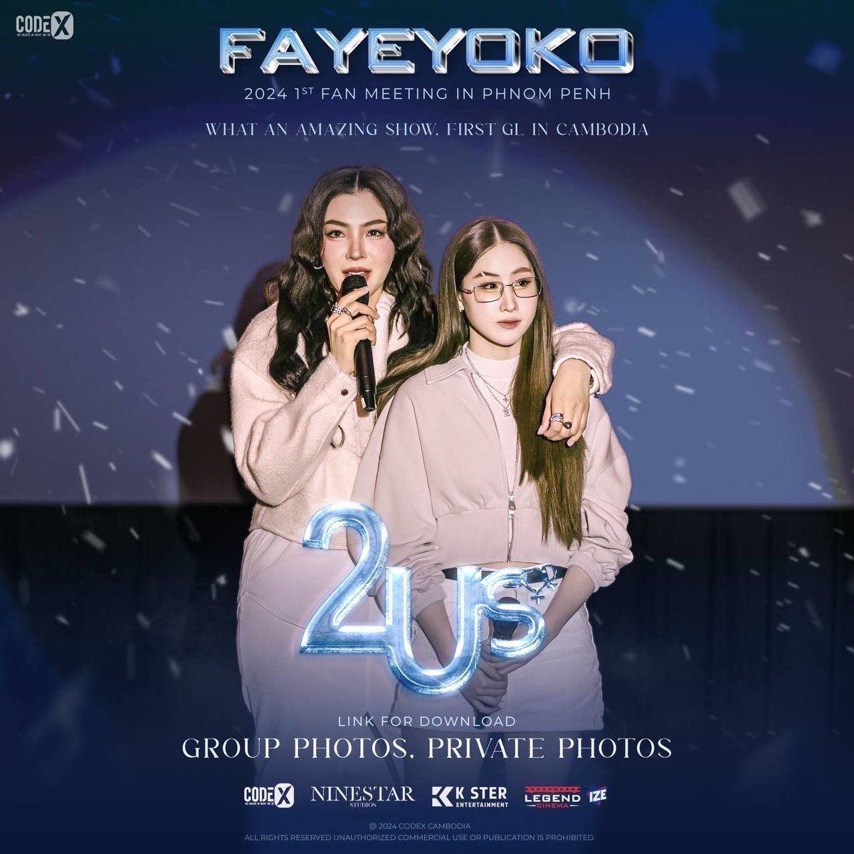 codex__team's tweet image. “𝟮𝗨𝘀” 2024 Faye Yoko 1st Fan Meeting in Phnom Penh

PHOTO FAN BENEFITS 📸

PRIVATE PHOTO 2:1 | 🔗Download Link  :drive.google.com/drive/folders/…

GROUP PHOTO 2:10 | 🔗Download Link  : drive.google.com/drive/folders/…

#2Us
#FayeYoko1stFMinPP
#FayeYoko2UsFMinCambodia
#FayeYoko
#Codex