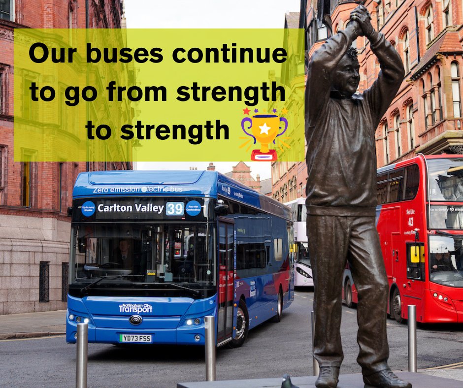 Transport_Nottm's tweet photo. ๐๐ #Nottinghams excellent buses continue to go from strength to strength, with new @transportgovuk data revealing that bus journeys in the city are up 10% versus last year https://t.co/TSZQbDtRAs https://t.co/nBcxymB19M