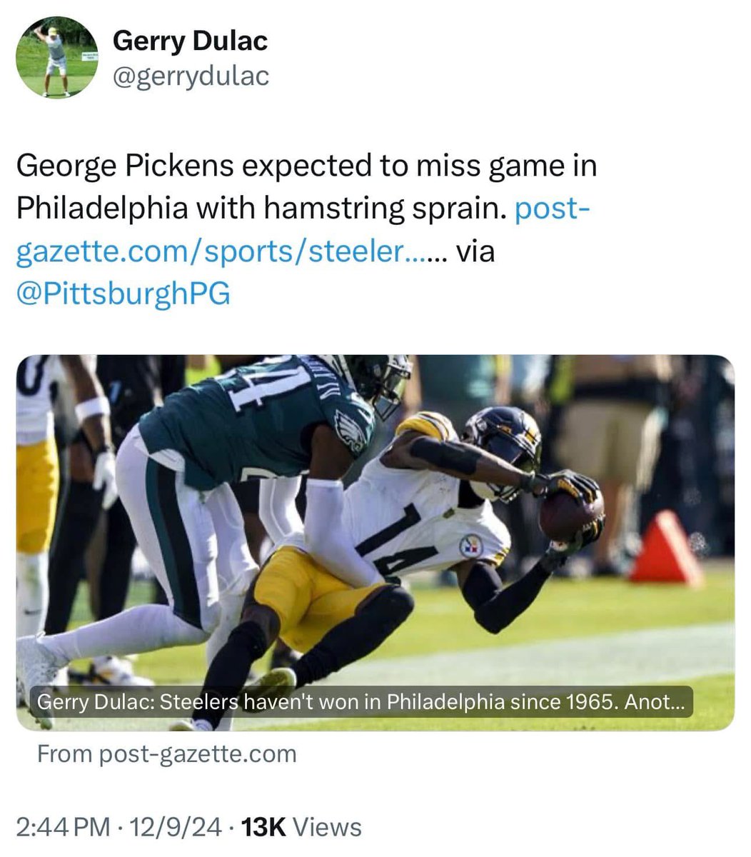 Not having him against the Eagles will hurt.  Definitely will need him back for the Ravens game on December 21st. 😳
