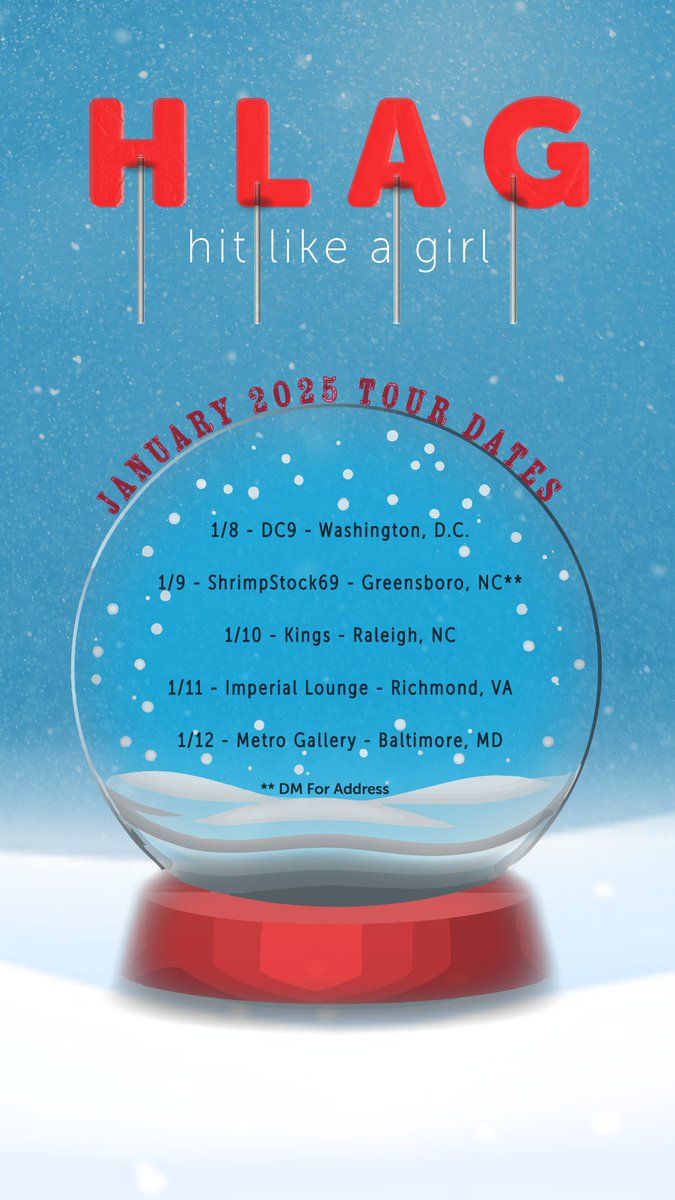 Going on a lil tour next month! 

1/8 <a href="/dc9club/">DC9</a> w/<a href="/SamElmoreMusic/">Sam Elmore</a> 
1/9 greensboro nc (dm for addy) 
1/10 <a href="/kingsraleigh/">Kings</a> w/<a href="/JuxtonRoy/">Juxton Roy 🏳️‍🌈🏳️‍⚧️</a> 
1/11 imperial lounge rva w/<a href="/CampWerewolfVA/">CmpWrwlf; Lyric bot</a> 
1/12 <a href="/MetroGallery/">Metro Baltimore</a> w/<a href="/bracefacemd/">BraceFace</a> 

flyer by @bestbearblue