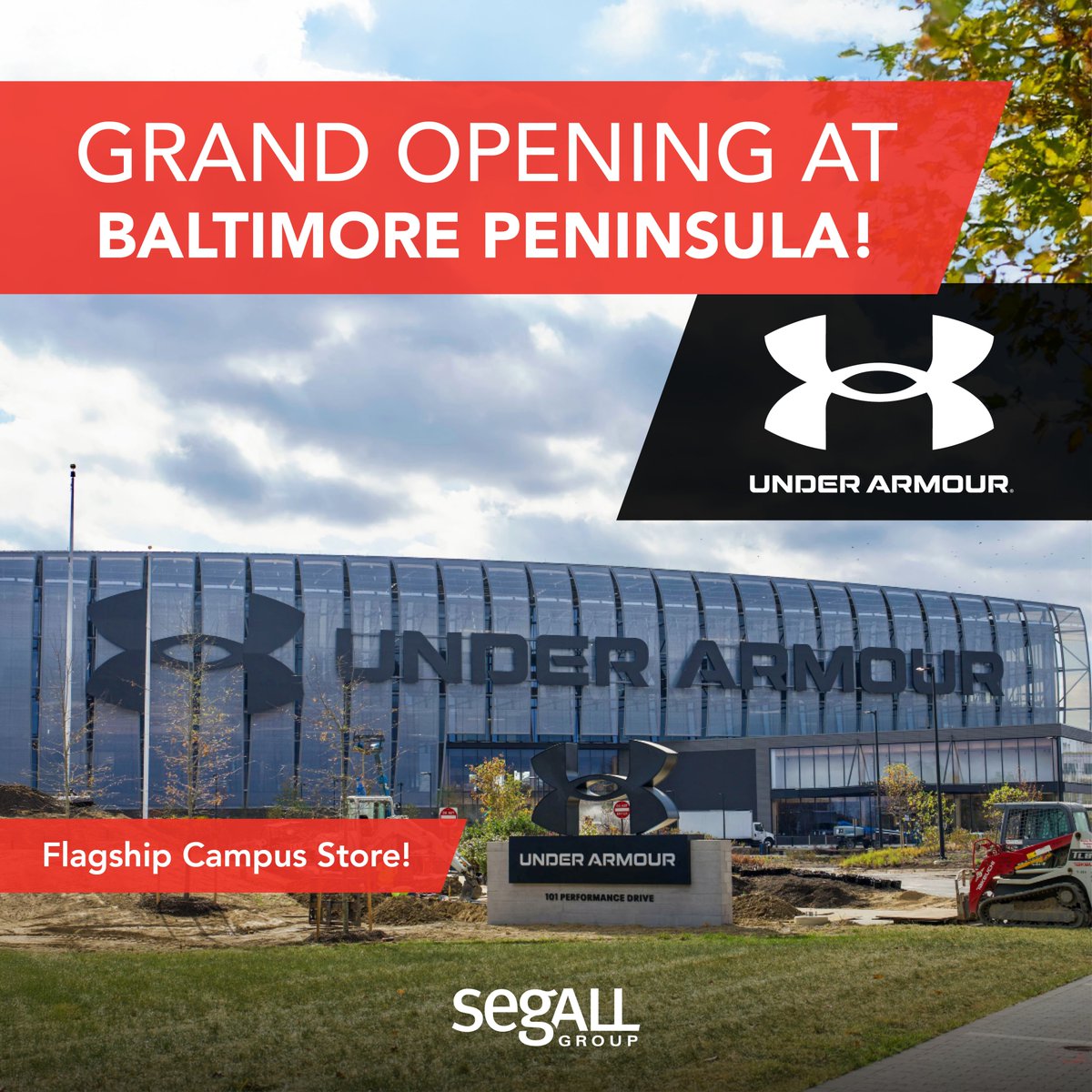segallgroup's tweet photo. It’s finally here! This weekend marked the grand opening of @UnderArmour  flagship campus store at #BaltimorePeninsula! 

#segallgroup #retailready #commercialrealestate #realtyresources https://t.co/lLZgEWuUZ0