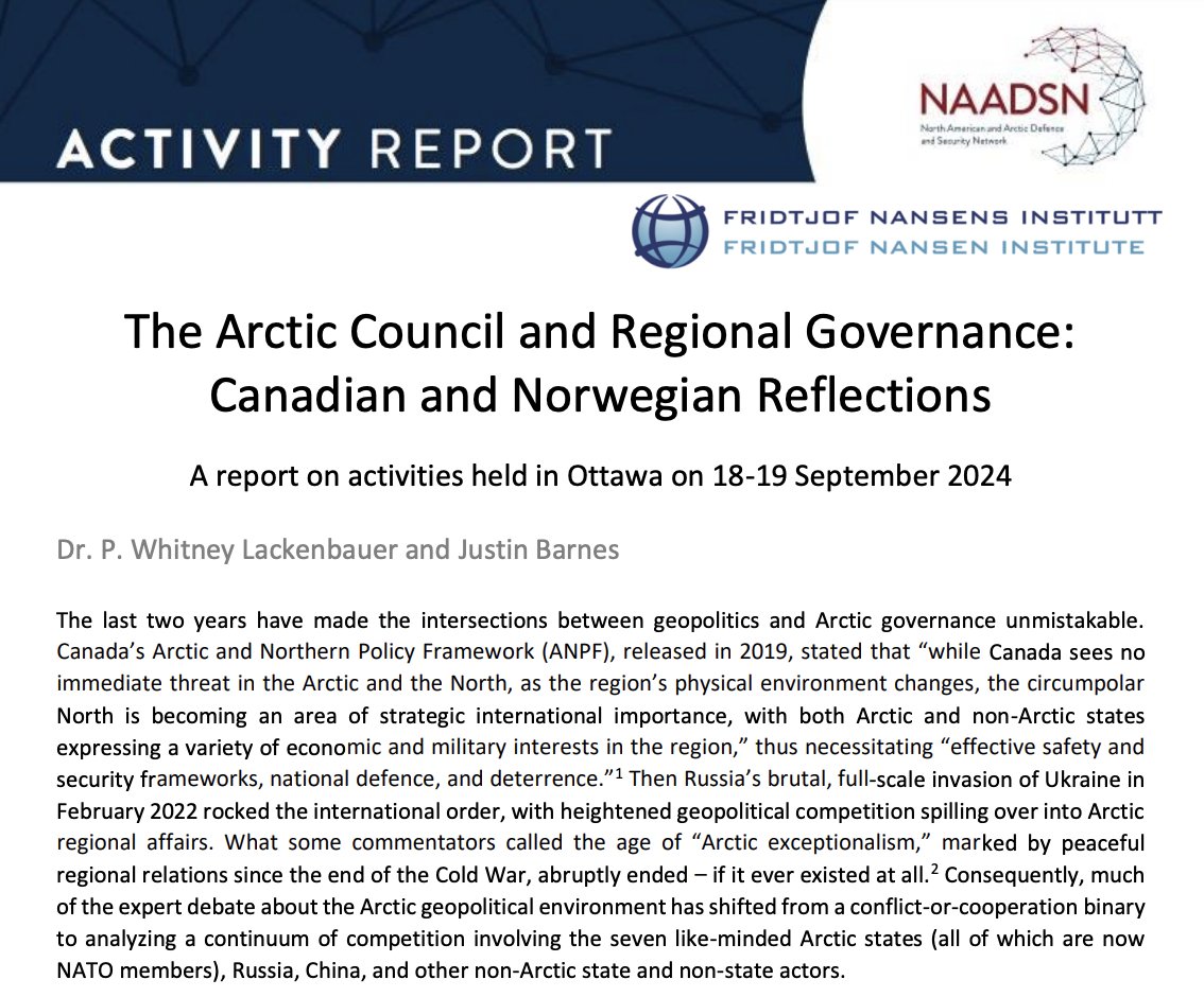 NAADSN_RDSNAA's tweet photo. Perhaps you want to think through The Arctic Council and Regional Governance: Canadian and Norwegian Reflections with @WhitneyLackenb1 and @JustinPBarnes2 held with @FniNansen 
https://t.co/OAZwXDVvRJ https://t.co/W93wZSUgrw