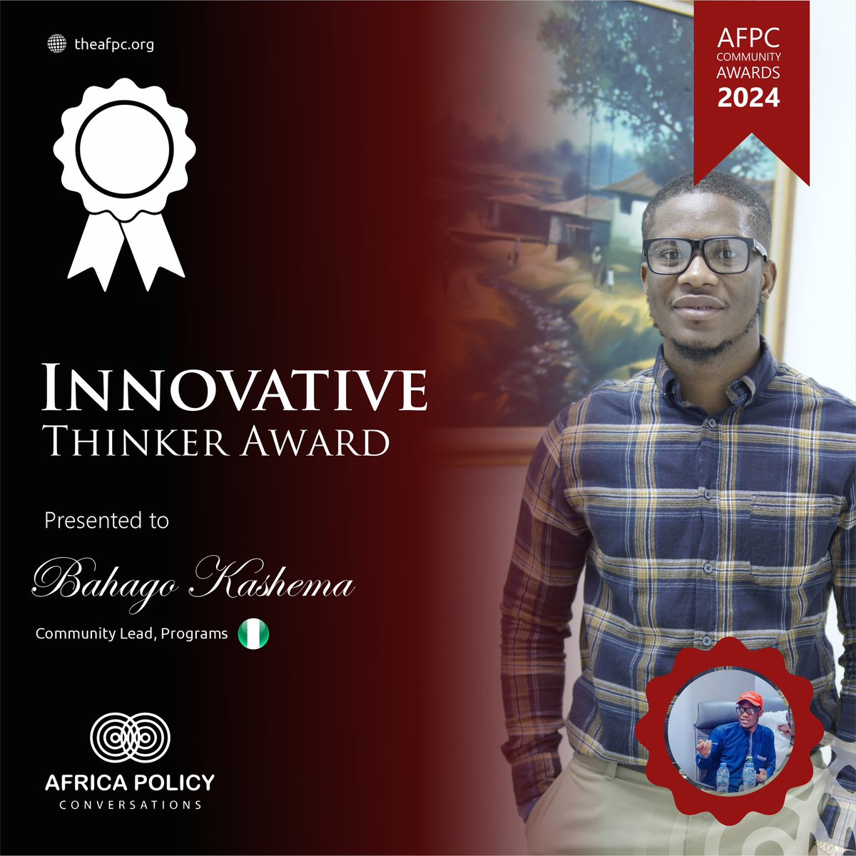 LetsTalkPolicy_'s tweet image. 🏆 Innovative Thinker Award 🏆

Congrats to Bahago Kashema! 🎉
His creative ideas and forward-thinking drive innovation, advancing AFPC’s mission of homegrown policies in Africa.

Thank you for your vision! 🌍✨ #AFPC #DrivingChange