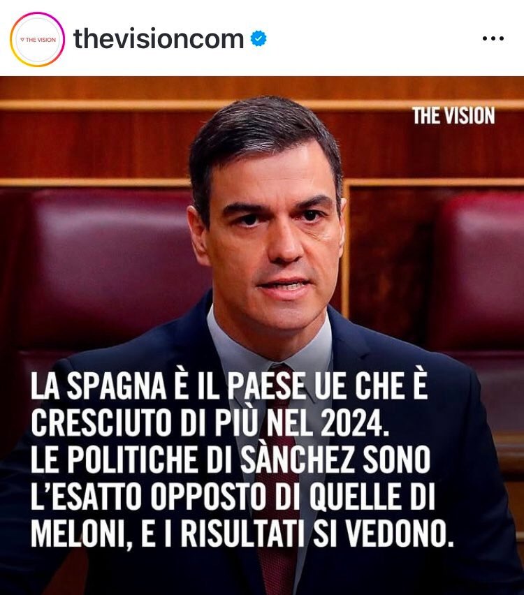 annapaolasanna's tweet photo. Diritti salvi, equità e tassazione progressiva. Politiche di inclusione e rispetto delle minoranze. Parità di genere. E la Spagna è il paese UE cresciuto di più nel 2024. Tutto il contrario del governo Meloni. Sia nei metodi che nei risultati. #GovernoSanchez https://t.co/7PRvQNYhvR
