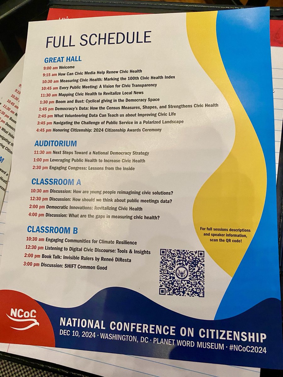 At #NCOC2024 Renewing Civic Health event at ⁦<a href="/PlanetWordDC/">Planet Word Museum</a>⁩ to discuss #GMFCities priorities of next-level engagement—especially with young generations—and how civic media plays a role to strengthen #democracy. On stage now the heads of CSPAN and ⁦<a href="/NPR/">NPR</a>⁩ ⁦<a href="/gmfus/">German Marshall Fund</a>⁩
