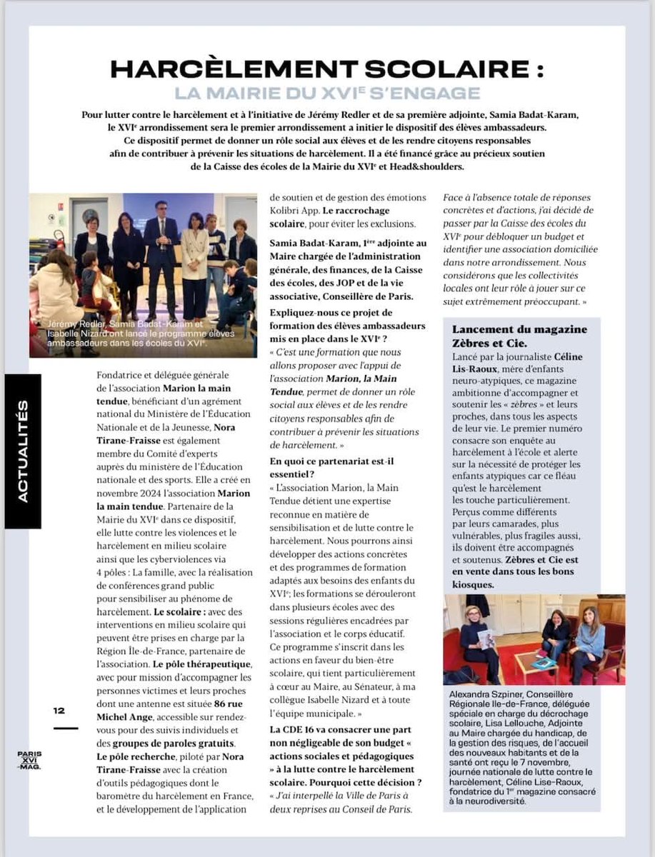 samiabadat's tweet photo. Merci au journal @mairiedu16 de revenir sur l'action que nous menons avec @CDEdu16 en partenariat avec l'association reconnue @MTendue contre le #HarcelementScolaire.
@Jeremy_Redler @Marion13_4ever @Nizardisabelle
#tousconcernes #harcelementscolaire https://t.co/3cS1giRhNq