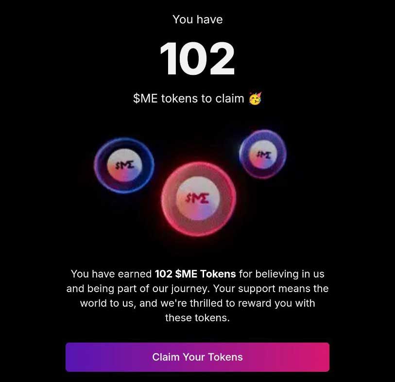 Magic Eden Airdrop Claim is Live! 🪂

Claiming available in the Magic Eden mobile wallet.

You can download here: mefoundation.com

- Current $ME price: $6
- Binance listing in 15 minutes.

The airdrop claim is open until Feb 1, 2025.