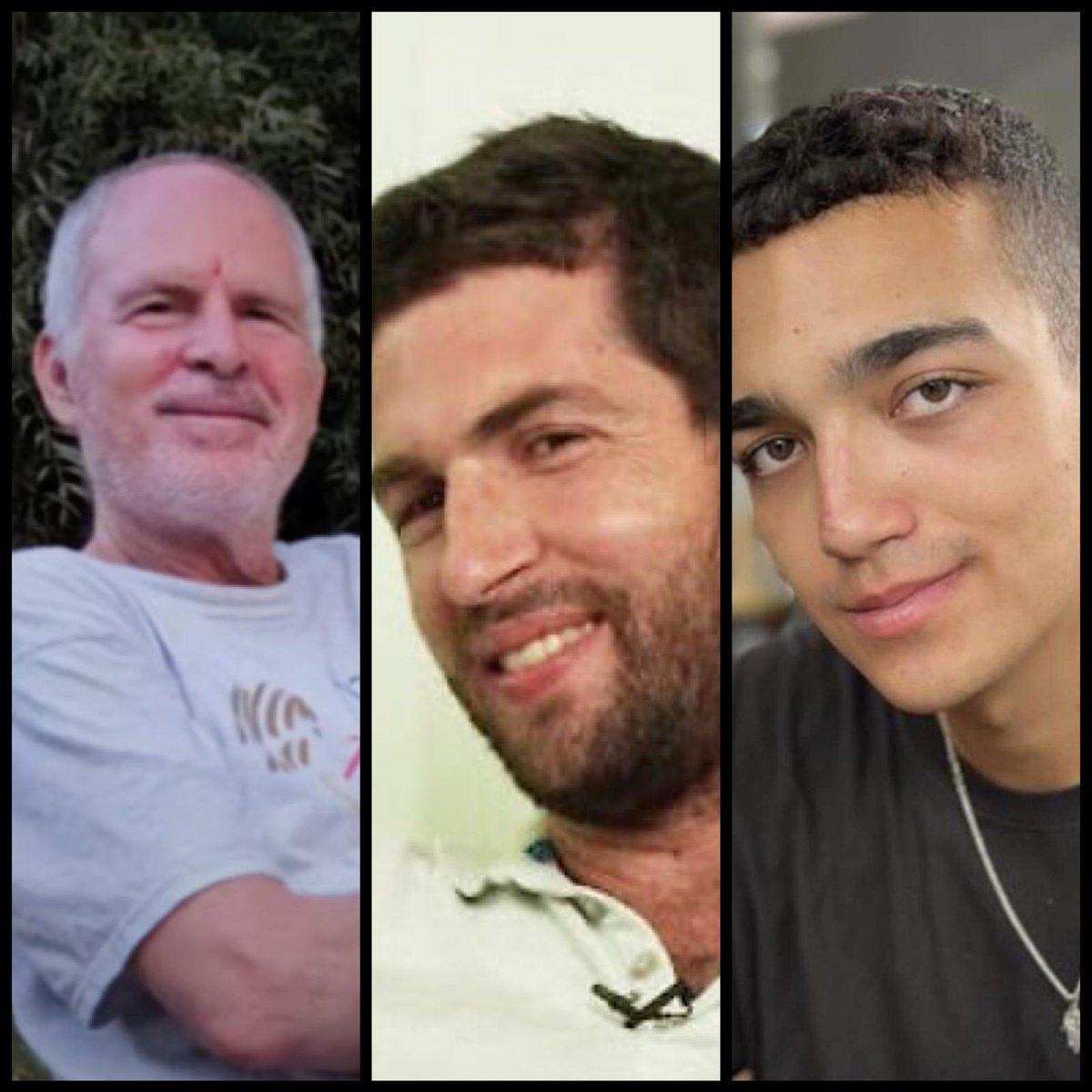 Three Americans are believed to still be alive and held hostage in Gaza:

🇺🇸 Keith 
🇺🇸 Sagui
🇺🇸 Eden

Say their names. Bring them home before it’s too late. 🎗️