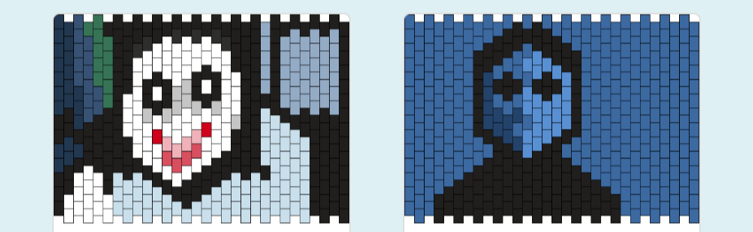 Stamps_The_Smal's tweet photo. Jeff the killer and Eyeless jack og photos but I turned em into Kandi patterns

#kandi #kandicuff https://t.co/GflQvbELv1