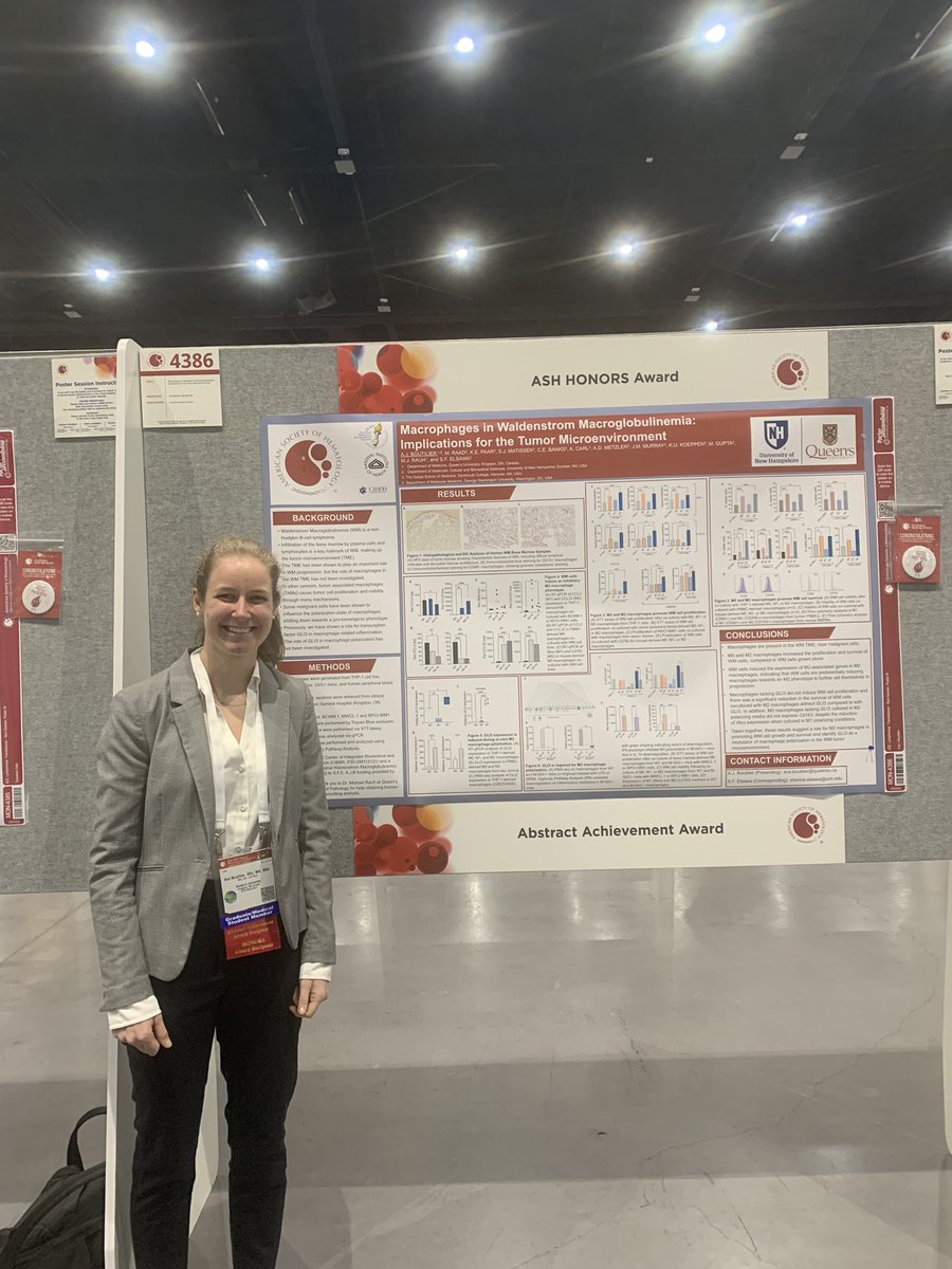 AvaBoutilier1's tweet photo. An absolute honour to present an update on my research at #ASH2024 Thank you times 100 to my mentors, Sherine Elsawa and @QMyPath for their support in this work, and @ASH_hematology for the HONORS award funding. Looking forward to #ASH2025 already! 🩸 https://t.co/Q9UQNnPC1z